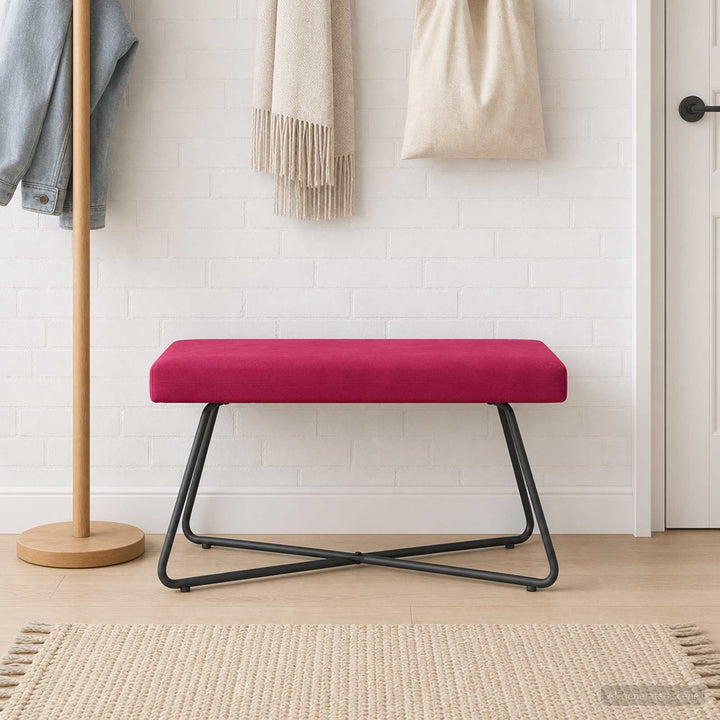 bænk Ensfarvet Vinrød 80 x 40 x 45 cm Velour