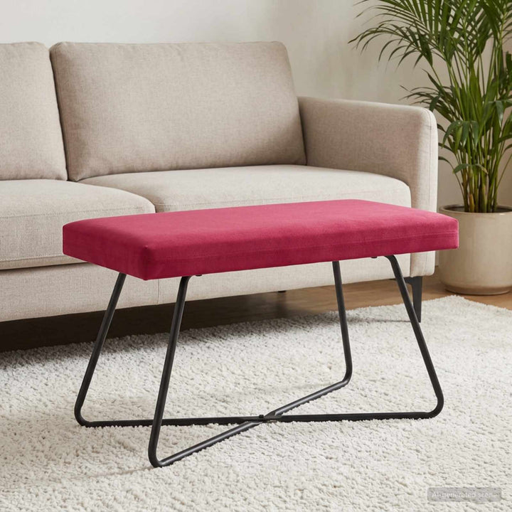 bænk Ensfarvet Vinrød 80 x 40 x 45 cm Velour