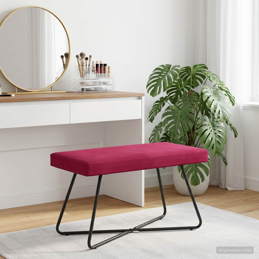 bænk Ensfarvet Vinrød 80 x 40 x 45 cm Velour