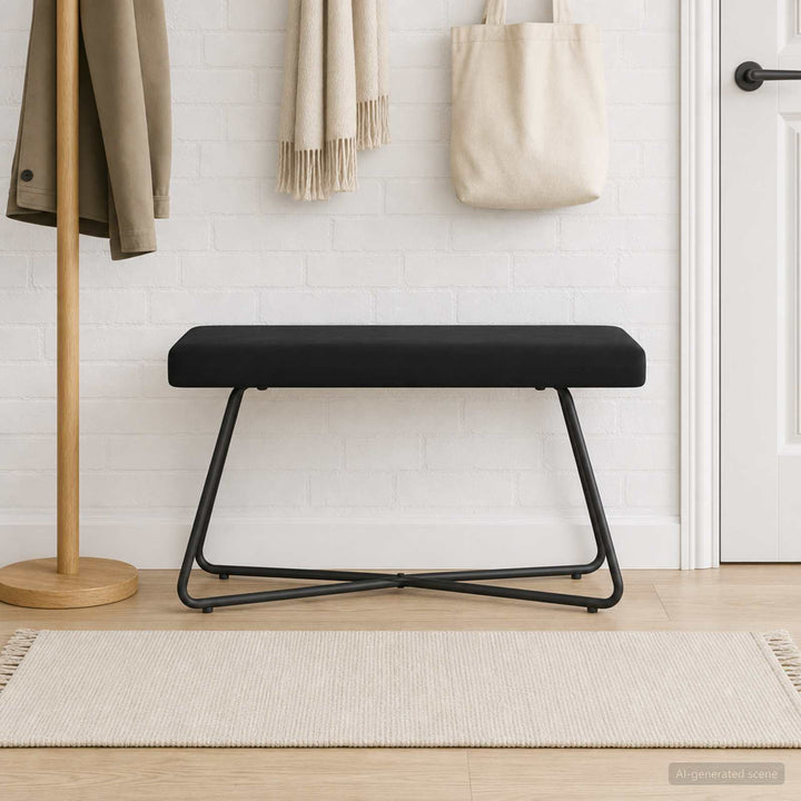 bænk Ensfarvet Sort 80 x 40 x 45 cm Velour