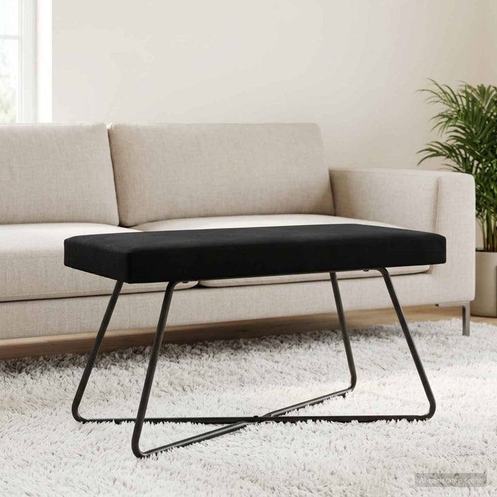 bænk Ensfarvet Sort 80 x 40 x 45 cm Velour