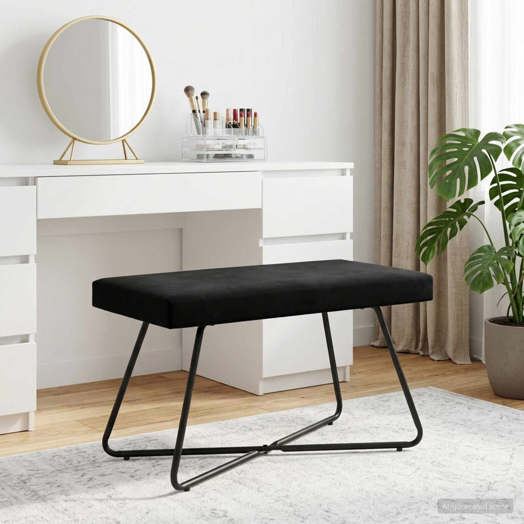 bænk Ensfarvet Sort 80 x 40 x 45 cm Velour