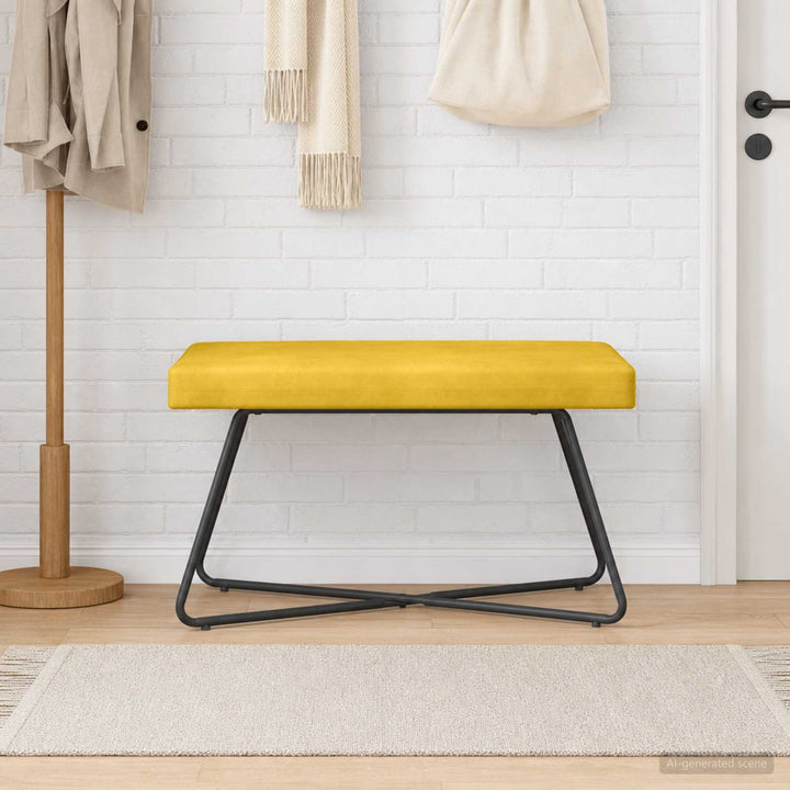 bænk Ensfarvet Gul 80 x 40 x 45 cm Velour