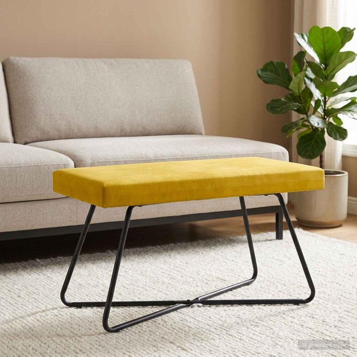bænk Ensfarvet Gul 80 x 40 x 45 cm Velour