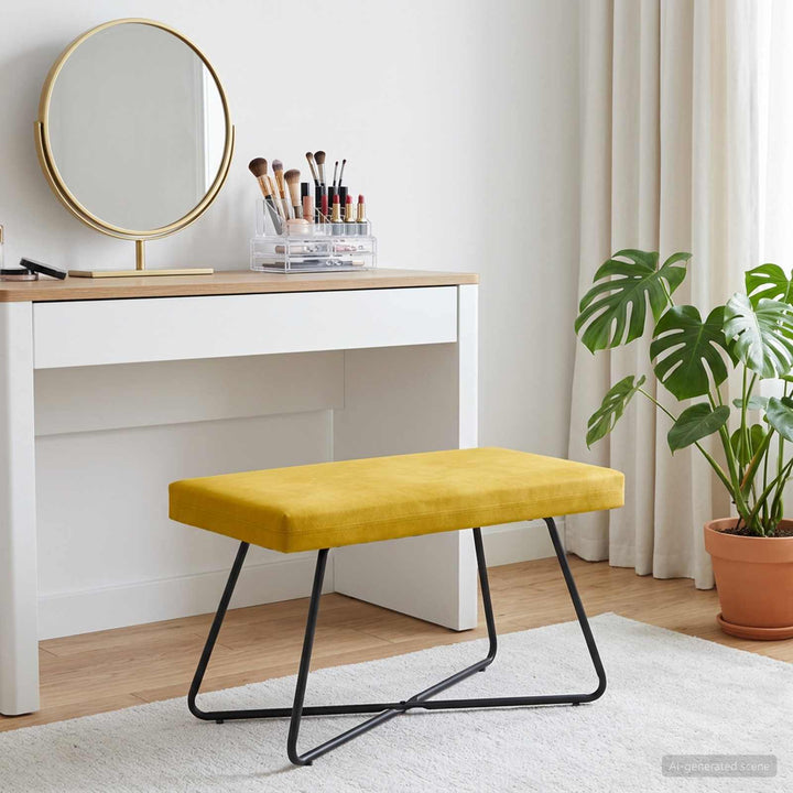 bænk Ensfarvet Gul 80 x 40 x 45 cm Velour