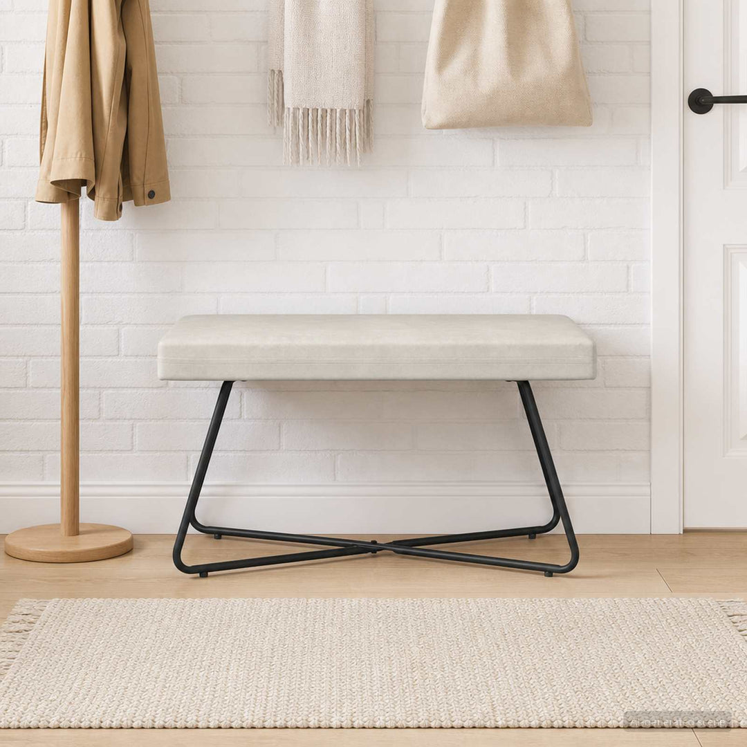 bænk Ensfarvet Cremefarvet 80 x 40 x 45 cm Velour