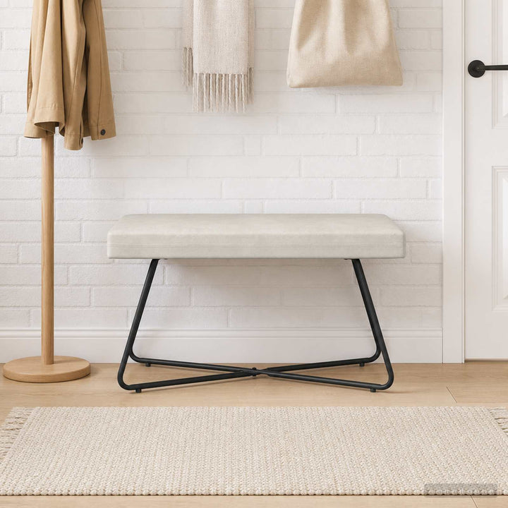 bænk Ensfarvet Cremefarvet 80 x 40 x 45 cm Velour