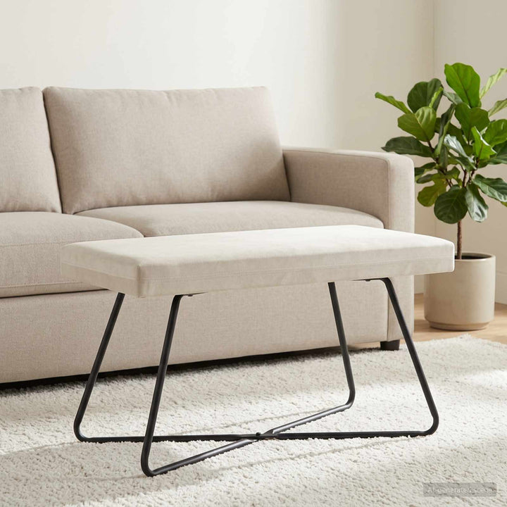 bænk Ensfarvet Cremefarvet 80 x 40 x 45 cm Velour