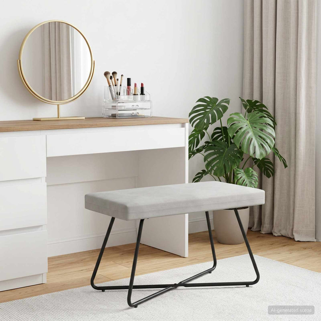 bænk Ensfarvet Cremefarvet 80 x 40 x 45 cm Velour