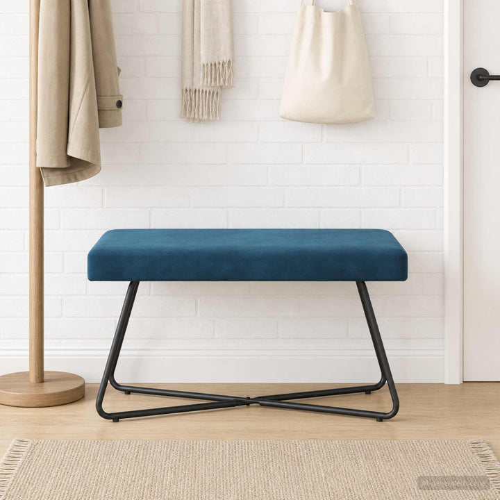 bænk Ensfarvet Blå 80 x 40 x 45 cm Velour