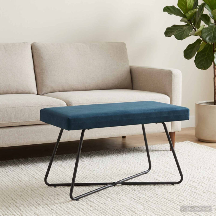 bænk Ensfarvet Blå 80 x 40 x 45 cm Velour
