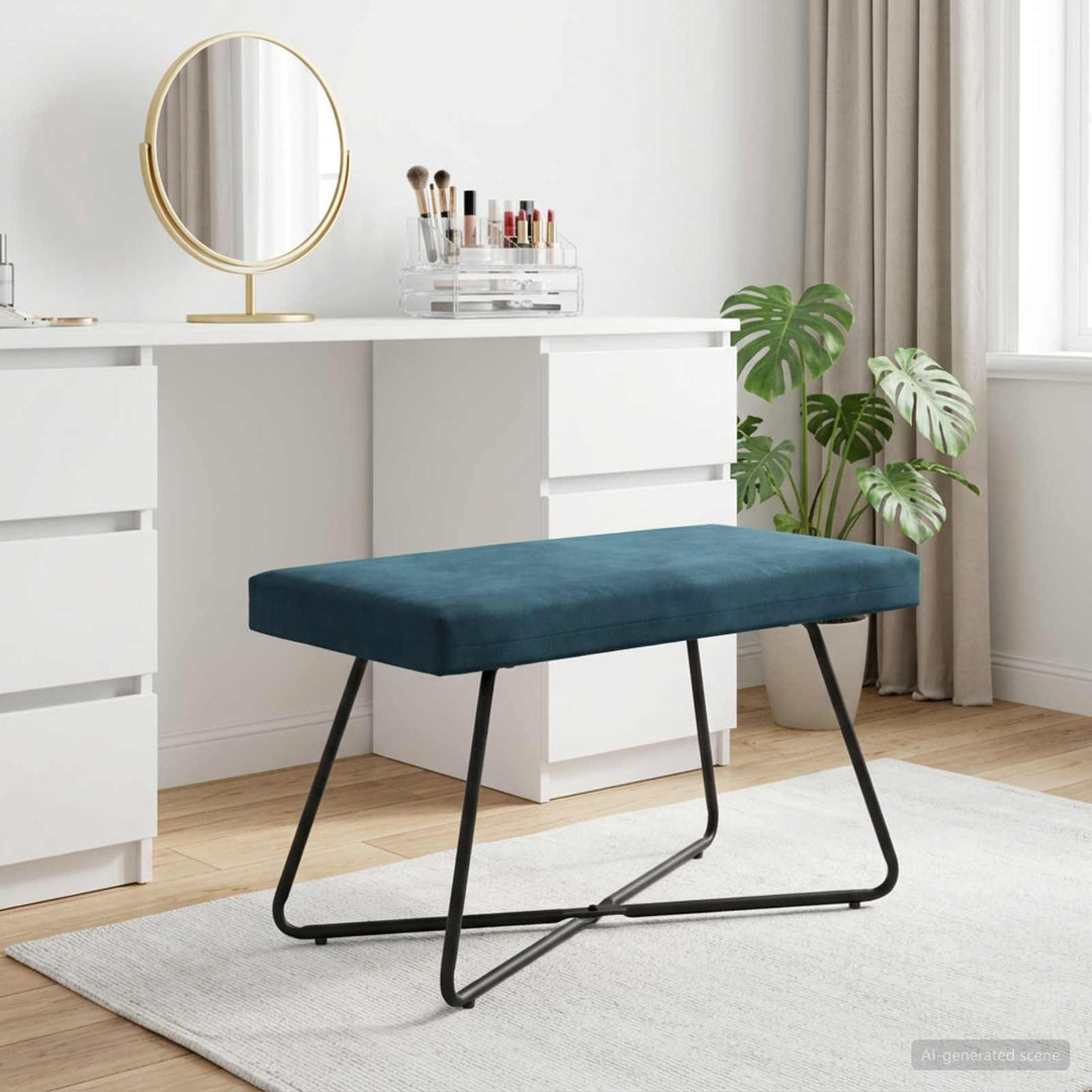 bænk Ensfarvet Blå 80 x 40 x 45 cm Velour