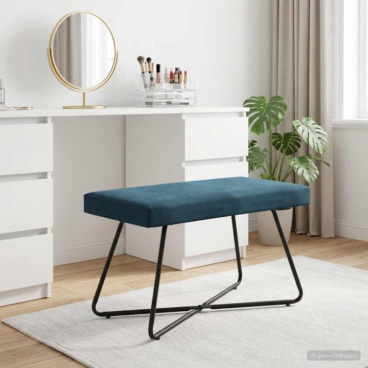 bænk Ensfarvet Blå 80 x 40 x 45 cm Velour
