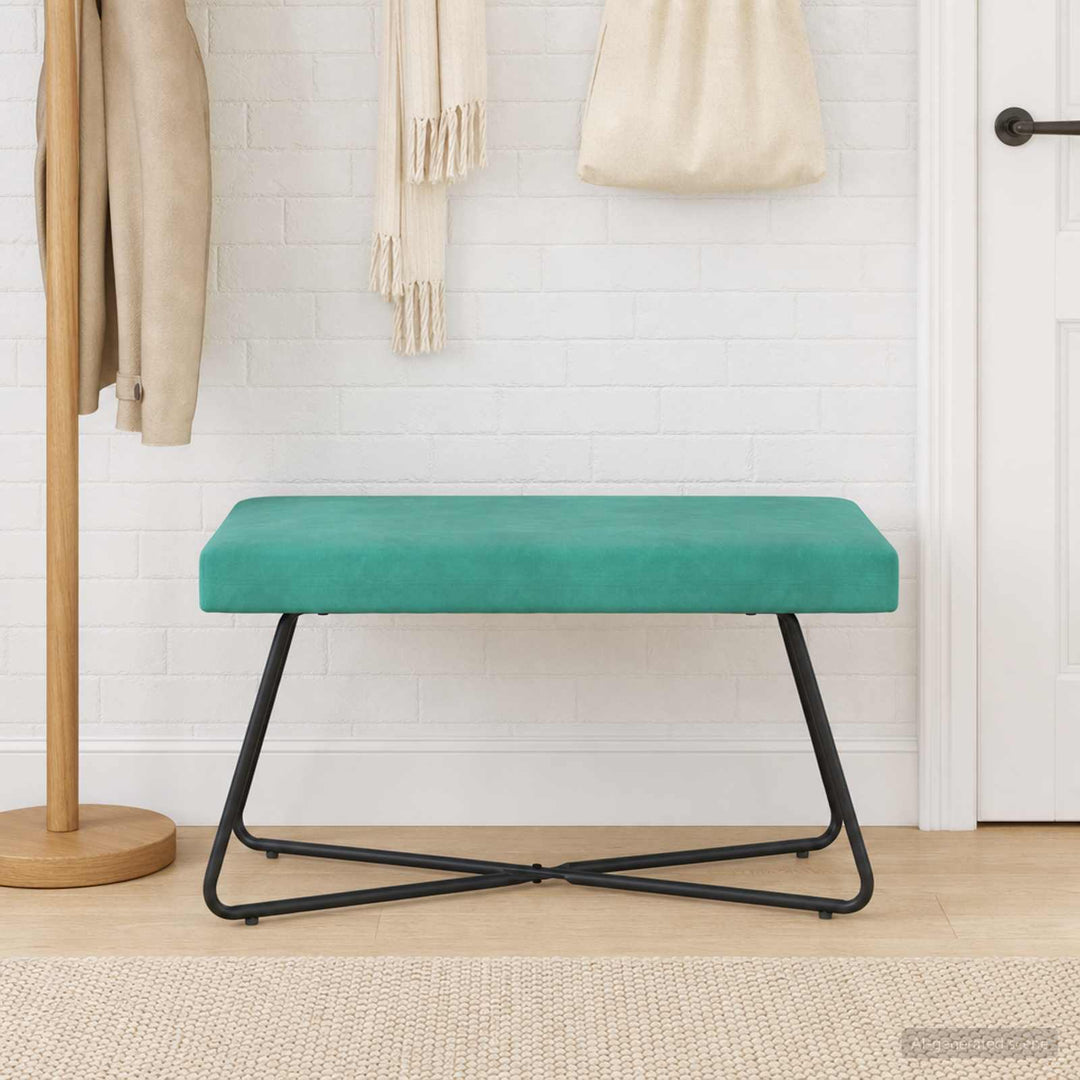 bænk Ensfarvet Turkis 80 x 40 x 45 cm Velour