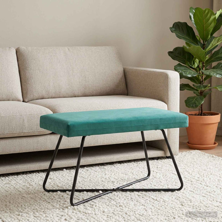 bænk Ensfarvet Turkis 80 x 40 x 45 cm Velour