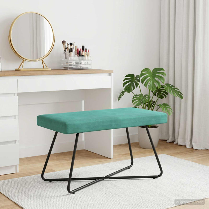 bænk Ensfarvet Turkis 80 x 40 x 45 cm Velour