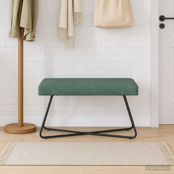 bænk Ensfarvet Havgrøn 80 x 40 x 45 cm Velour