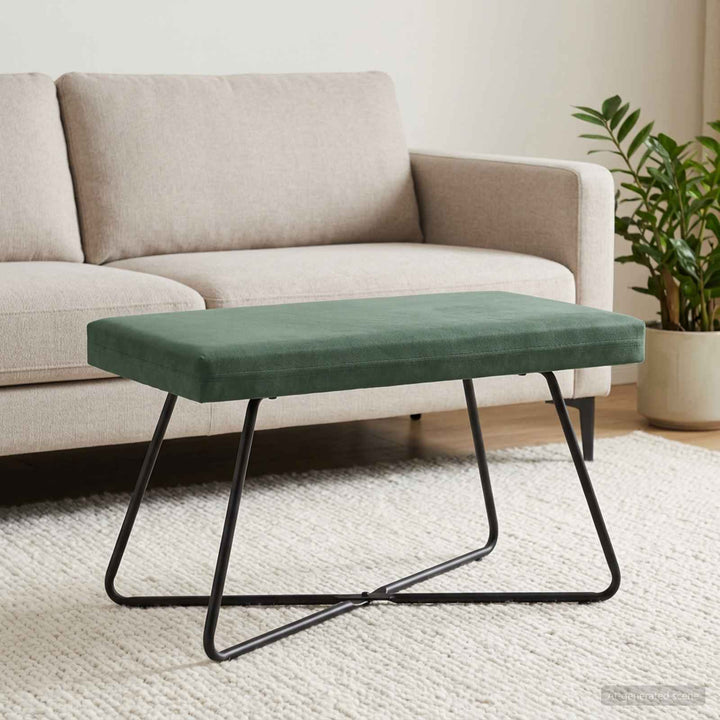 bænk Ensfarvet Havgrøn 80 x 40 x 45 cm Velour