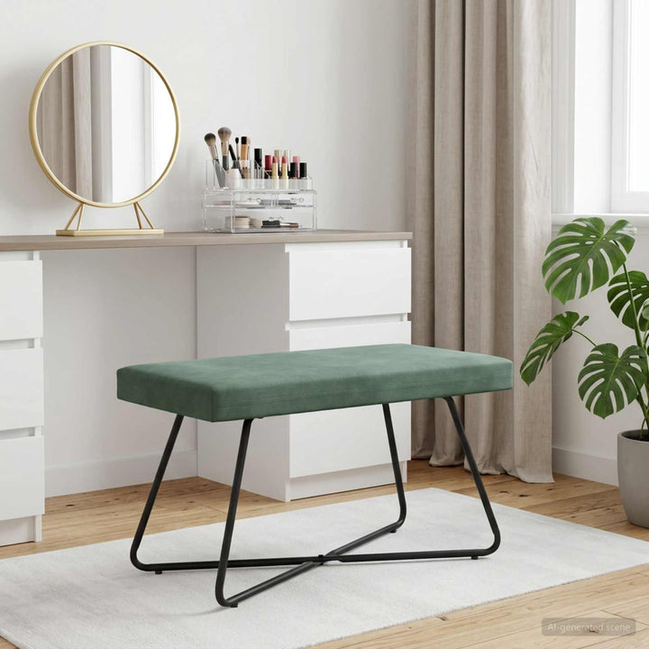 bænk Ensfarvet Havgrøn 80 x 40 x 45 cm Velour