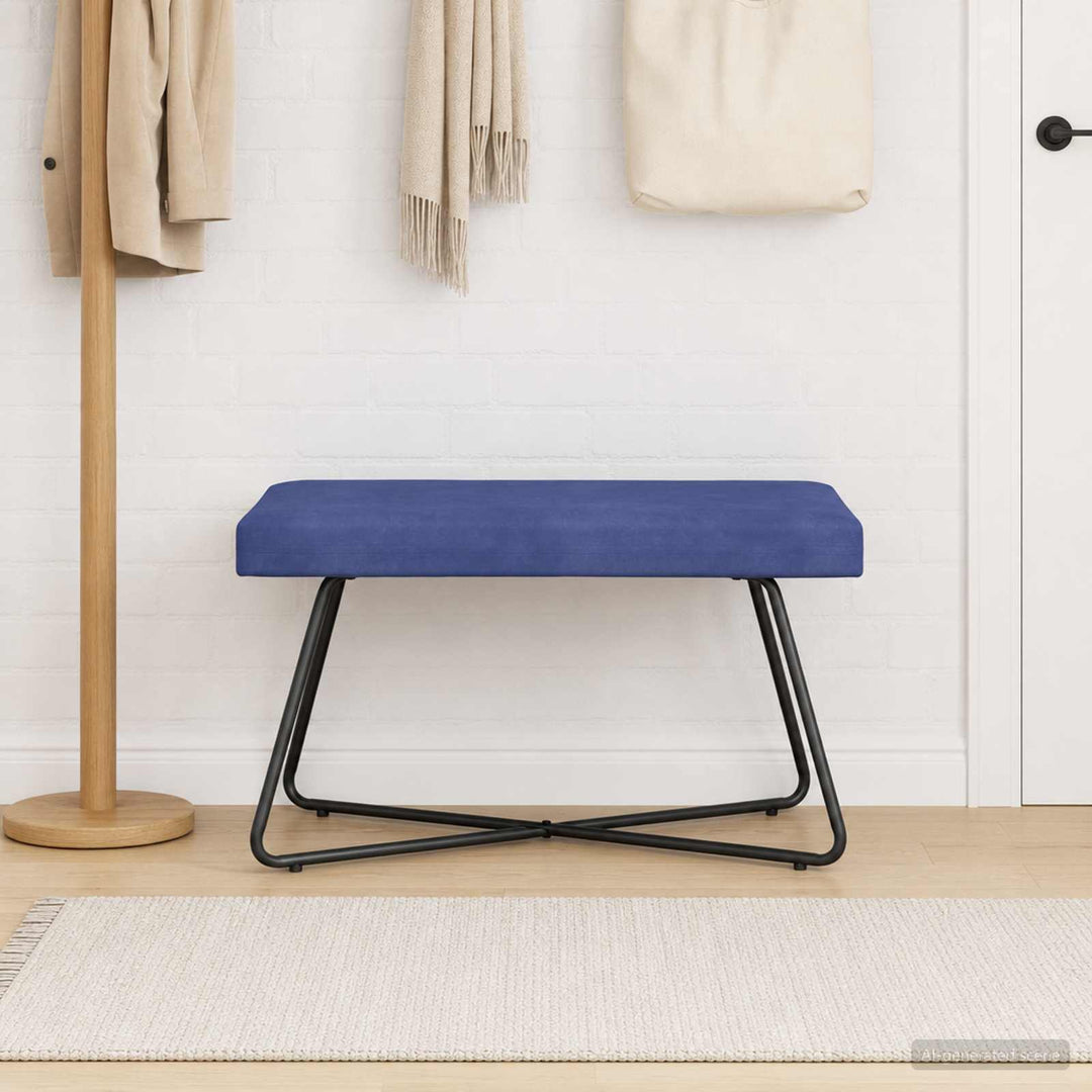 bænk Ensfarvet Politi blå 80 x 40 x 45 cm Velour