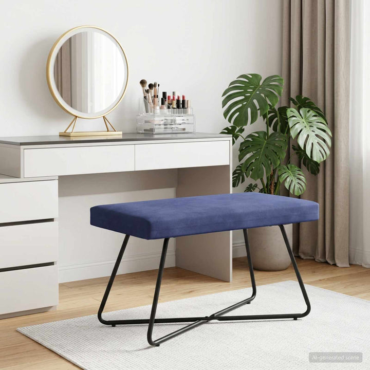 bænk Ensfarvet Politi blå 80 x 40 x 45 cm Velour