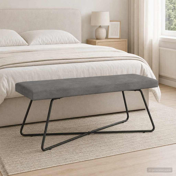 bænk Ensfarvet Mørkegrå 110 x 40 x 45 cm Velour