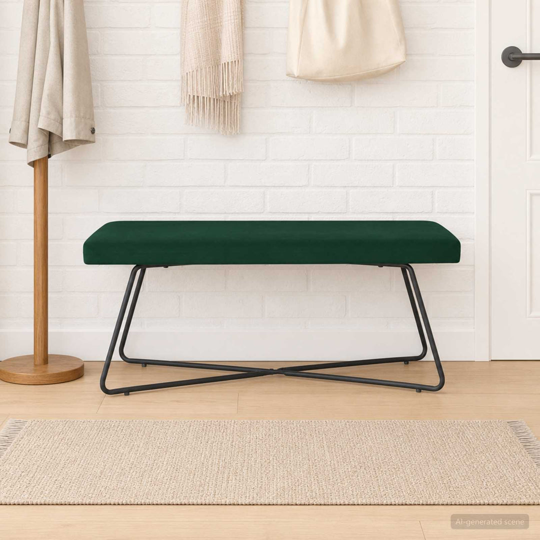 bænk Ensfarvet Mørkegrøn 110 x 40 x 45 cm Velour