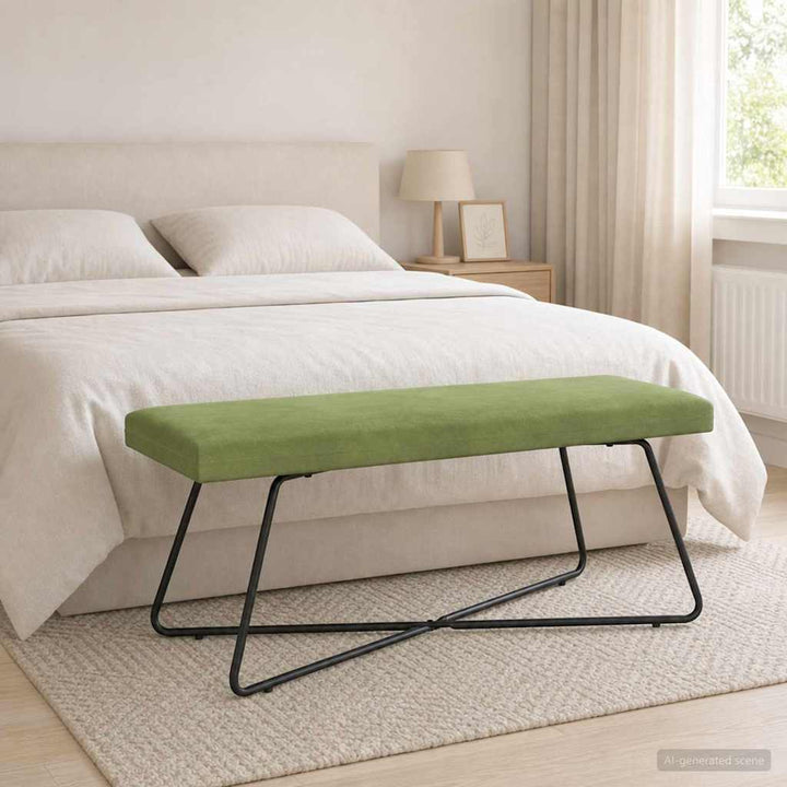 bænk Ensfarvet Lys grøn 110 x 40 x 45 cm Velour