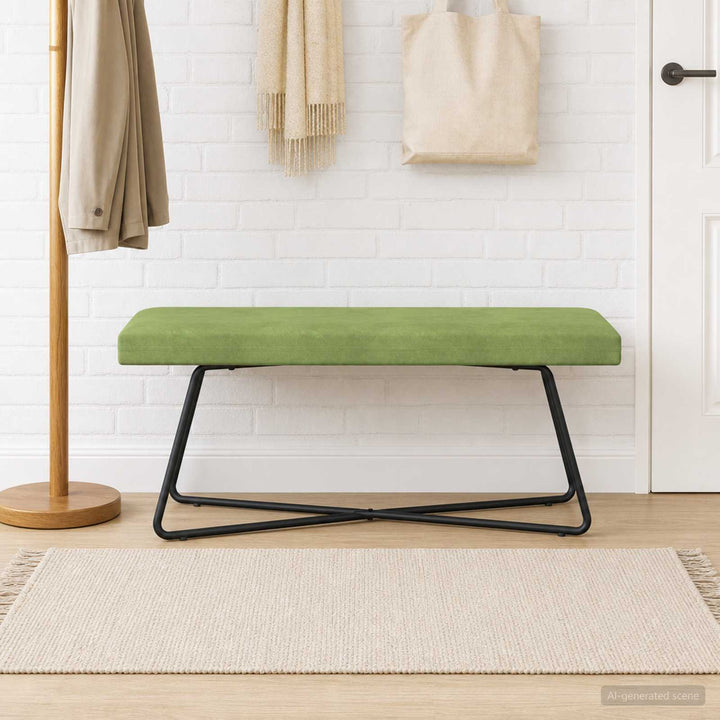 bænk Ensfarvet Lys grøn 110 x 40 x 45 cm Velour