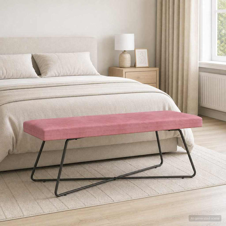 bænk Ensfarvet Lyserød 110 x 40 x 45 cm Velour