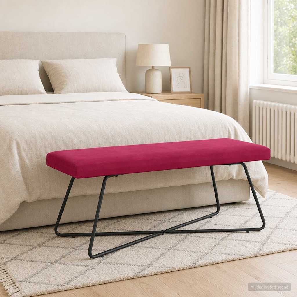 bænk Ensfarvet Vinrød 110 x 40 x 45 cm Velour