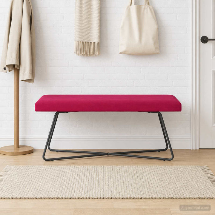 bænk Ensfarvet Vinrød 110 x 40 x 45 cm Velour