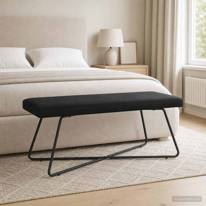 bænk Sort 110 x 40 x 45 cm Fløjl