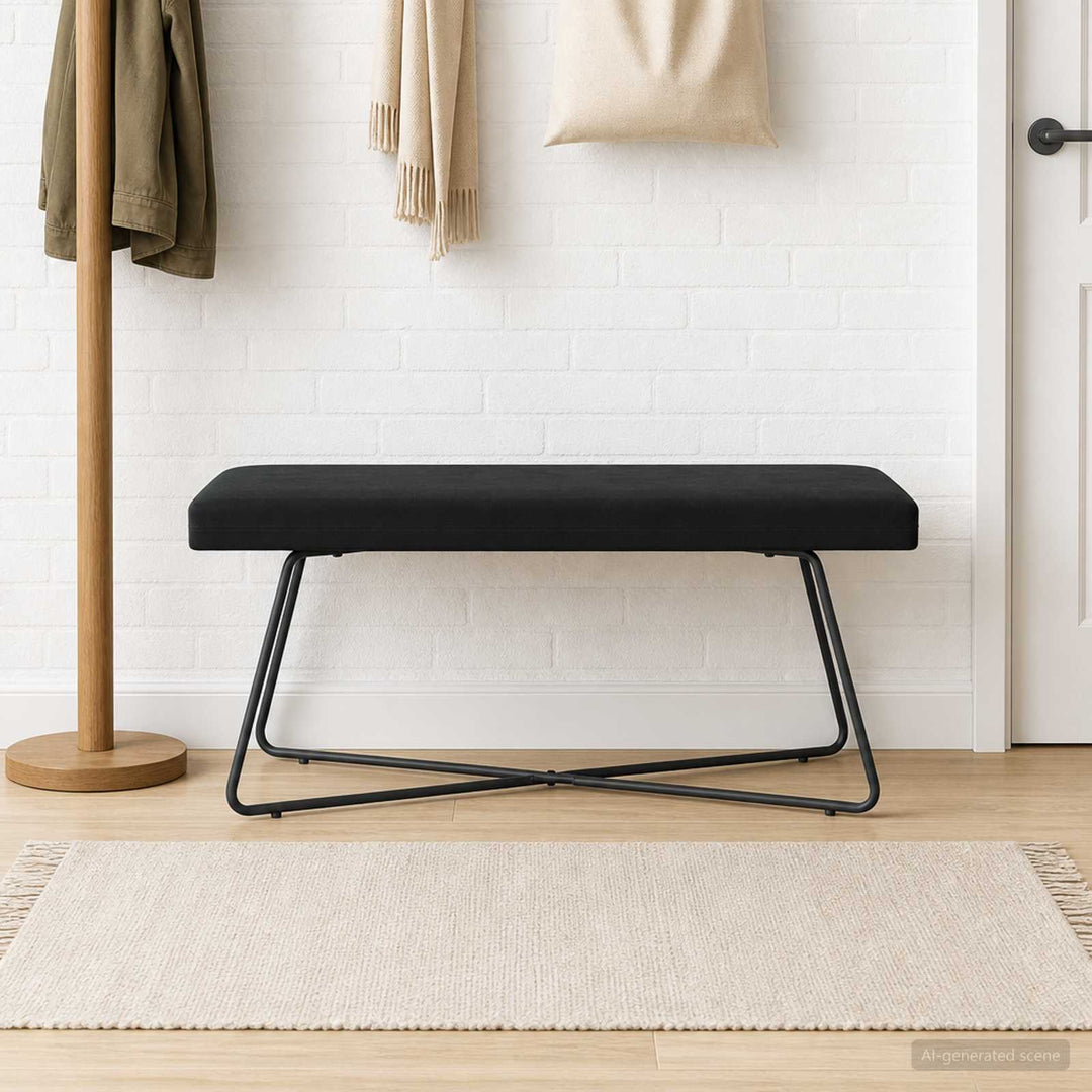 bænk Ensfarvet Sort 110 x 40 x 45 cm Velour