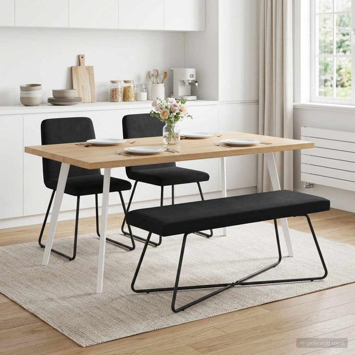 bænk Sort 110 x 40 x 45 cm Fløjl