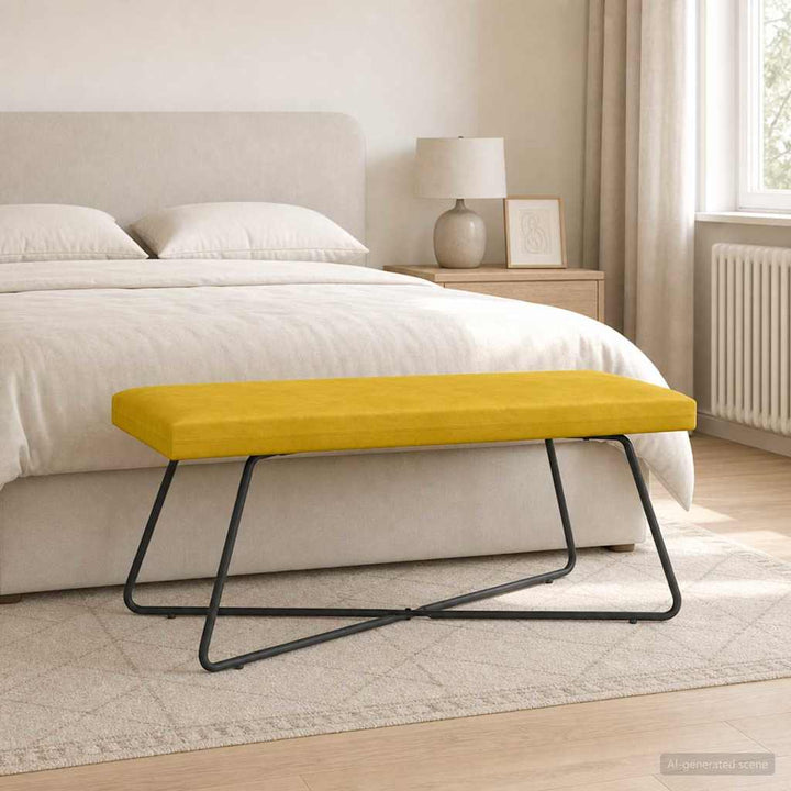 bænk Gul 110 x 40 x 45 cm Fløjl