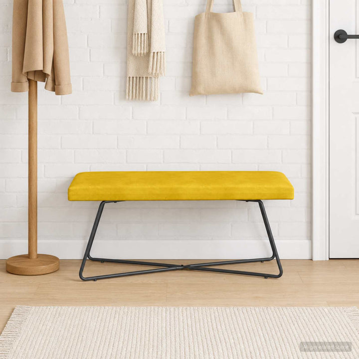 bænk Ensfarvet Gul 110 x 40 x 45 cm Velour