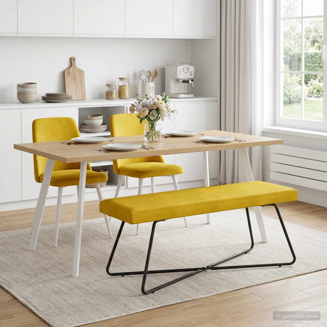 bænk Gul 110 x 40 x 45 cm Fløjl