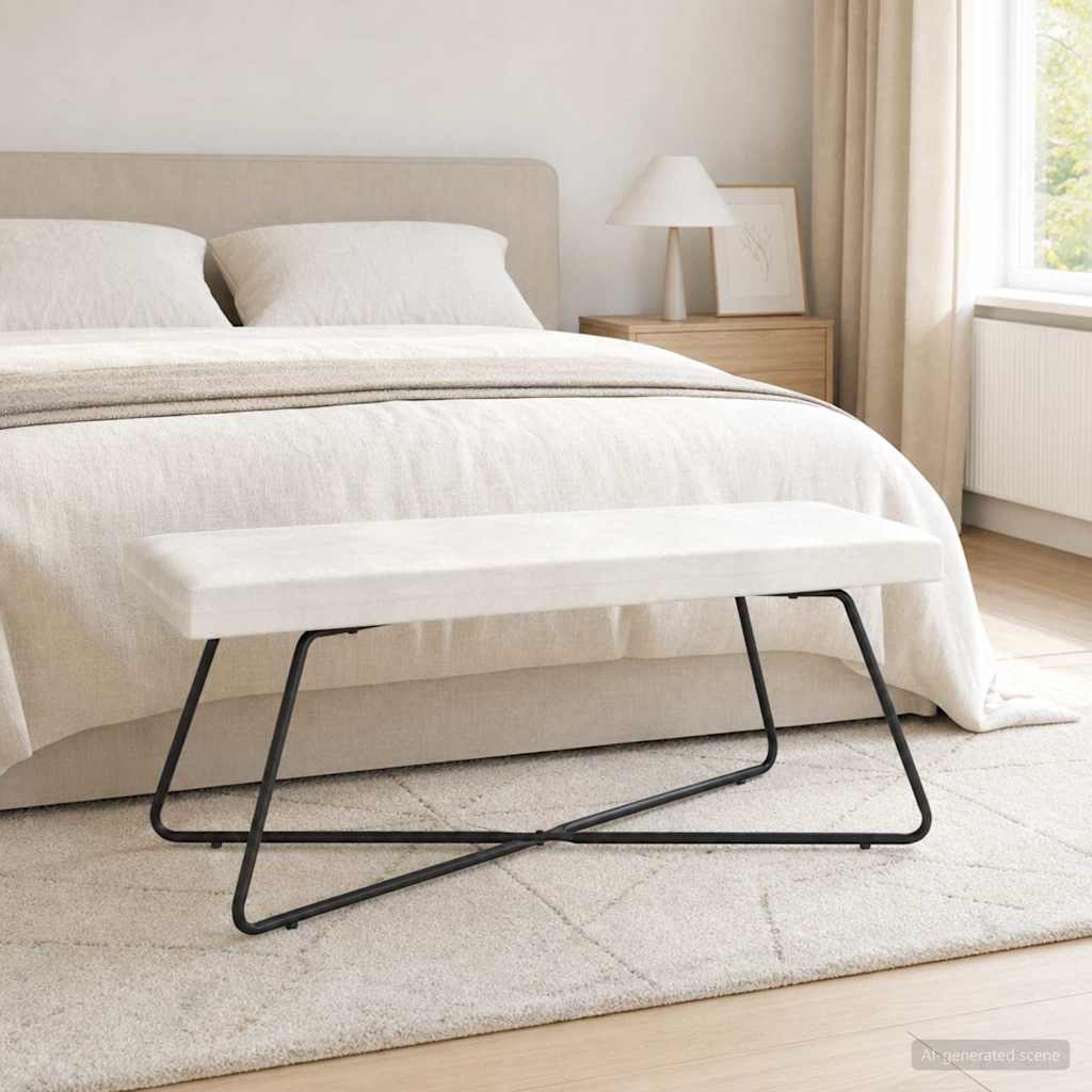 bænk Cremefarvet 110 x 40 x 45 cm Fløjl