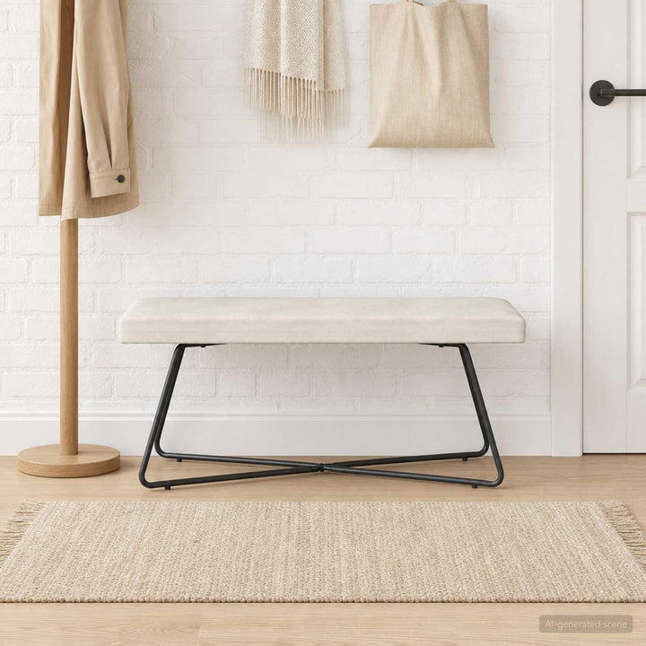 bænk Ensfarvet Cremefarvet 110 x 40 x 45 cm Velour