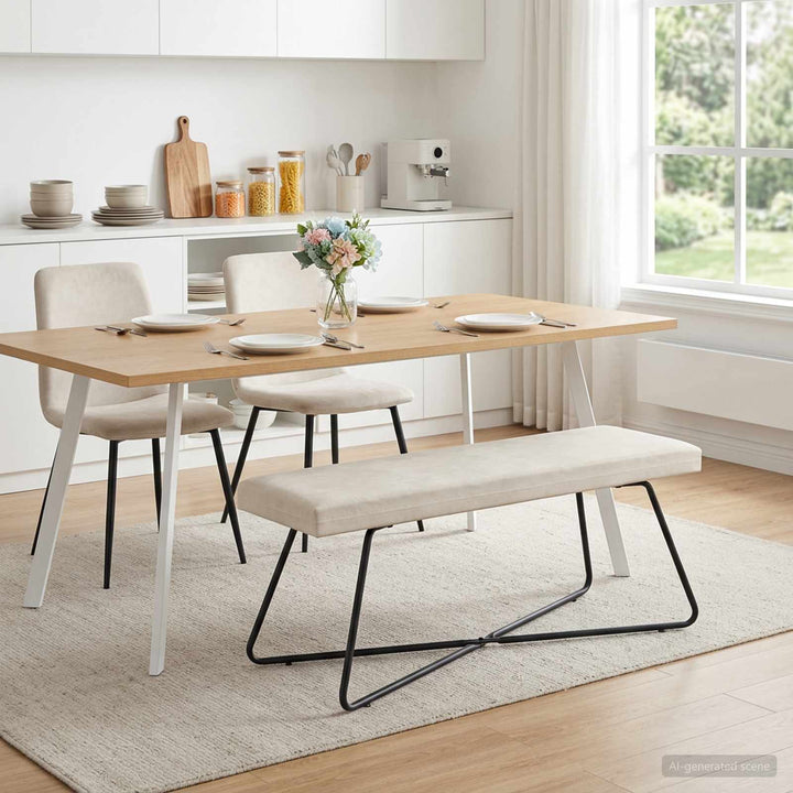 bænk Cremefarvet 110 x 40 x 45 cm Fløjl