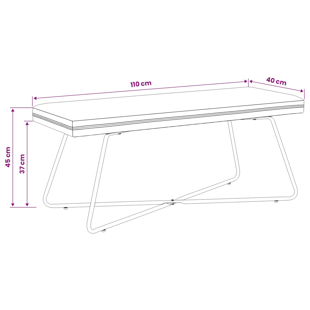 bænk Ensfarvet Cremefarvet 110 x 40 x 45 cm Velour