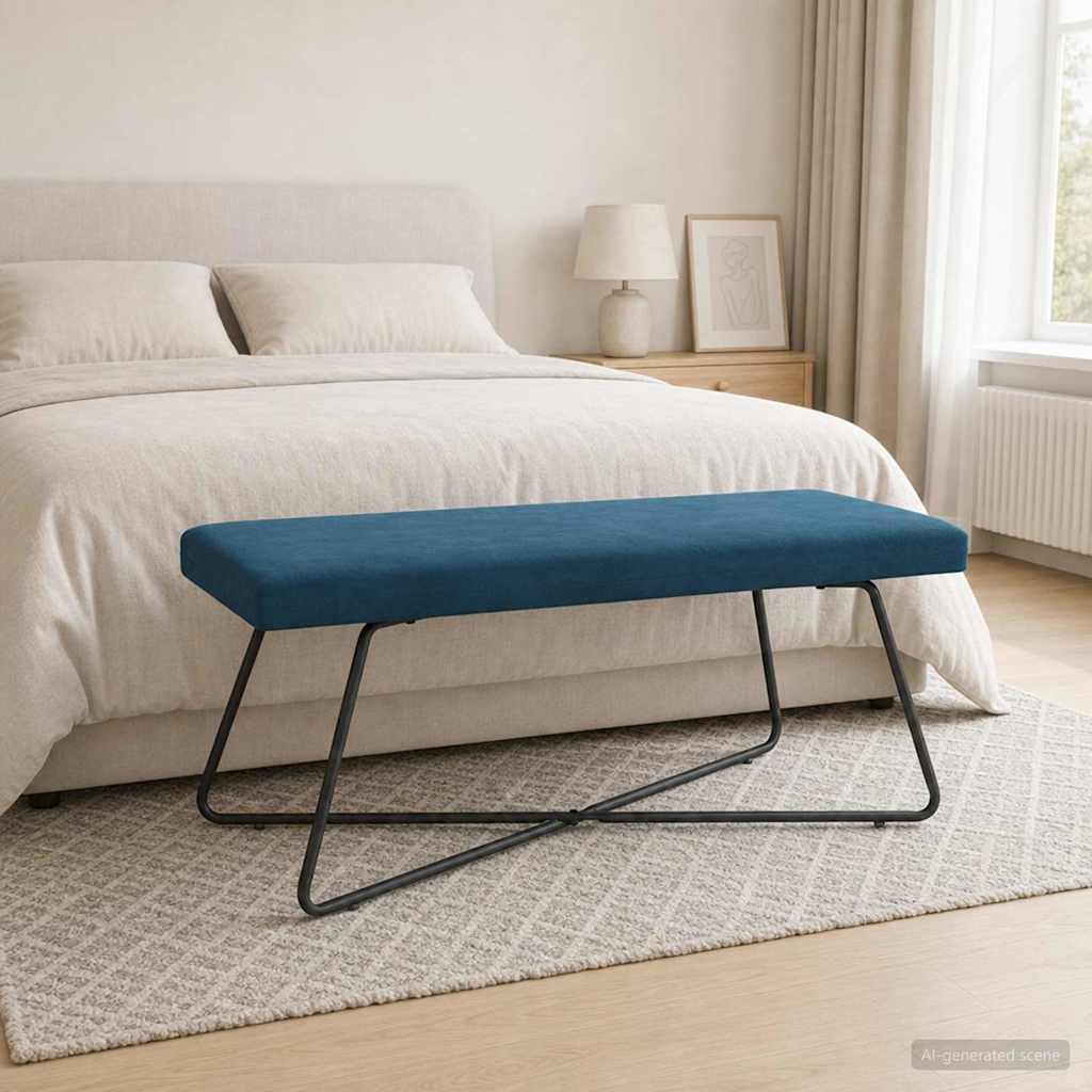 bænk Blå 110 x 40 x 45 cm Fløjl