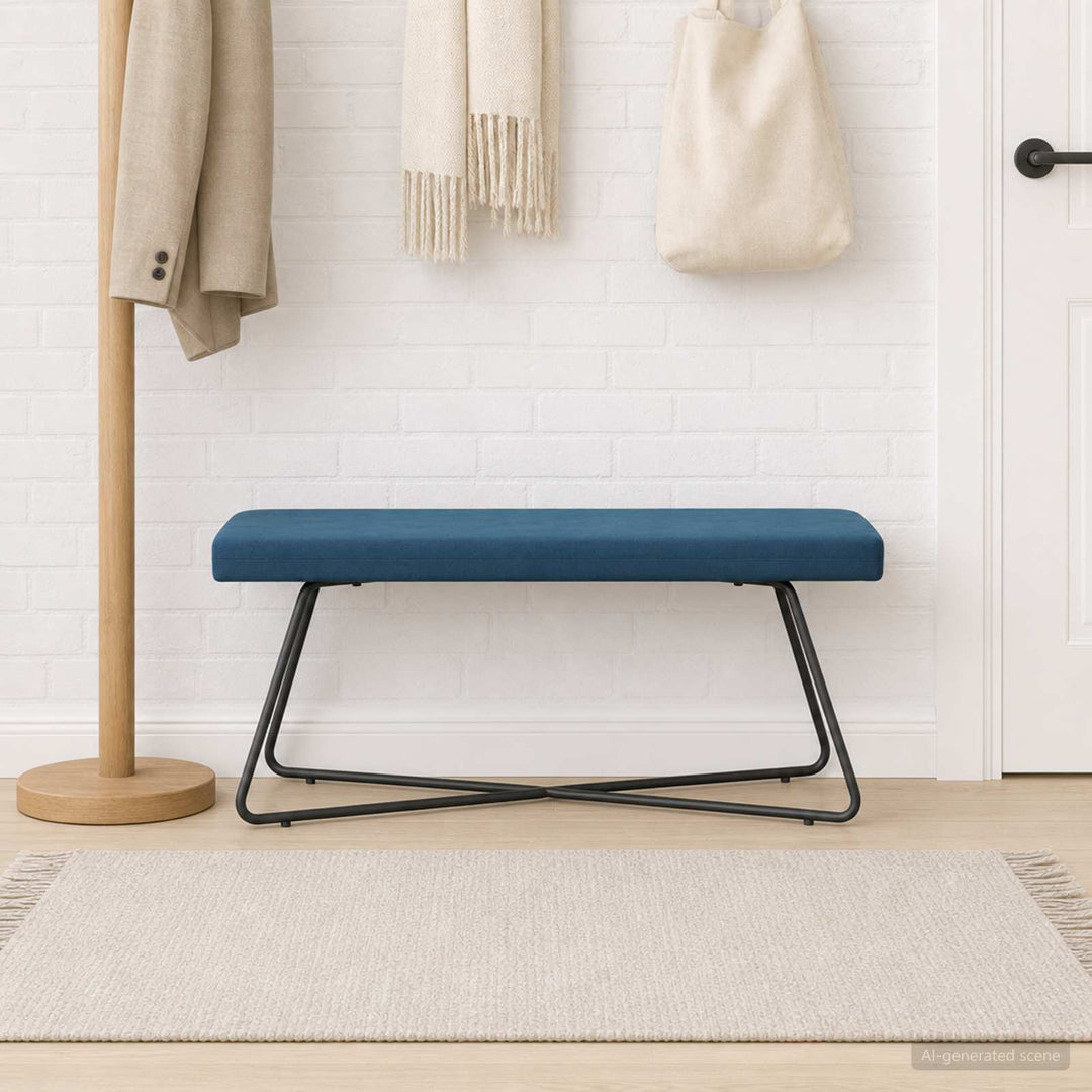 bænk Ensfarvet Blå 110 x 40 x 45 cm Velour