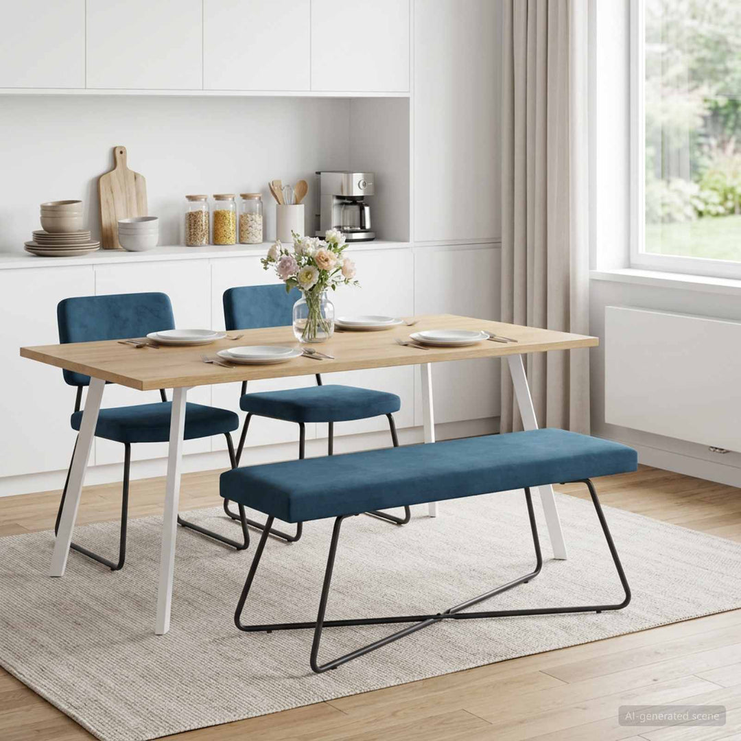 bænk Blå 110 x 40 x 45 cm Fløjl