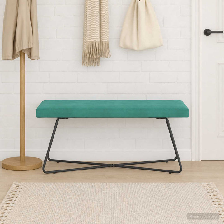 bænk Ensfarvet Turkis 110 x 40 x 45 cm Velour