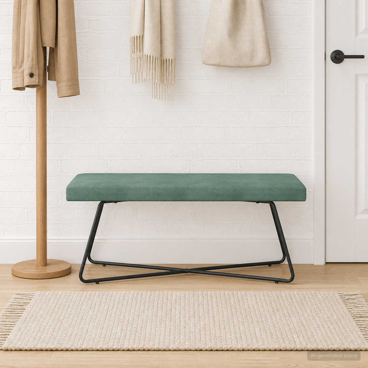 bænk Ensfarvet Havgrøn 110 x 40 x 45 cm Velour