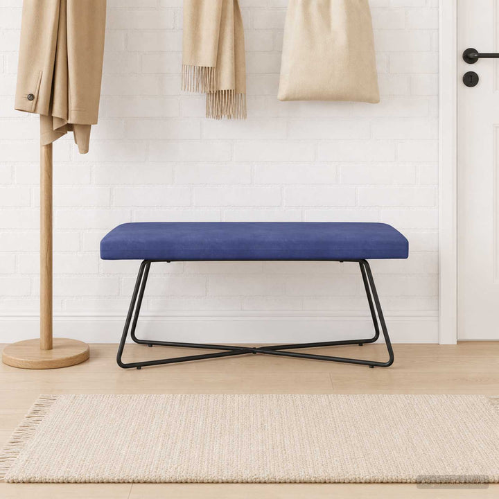 bænk Ensfarvet Politi blå 110 x 40 x 45 cm Velour