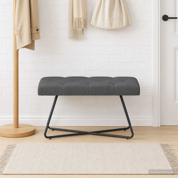 Bænk med knap tufting Mørkegrå 80 x 40 x 46 cm Stof