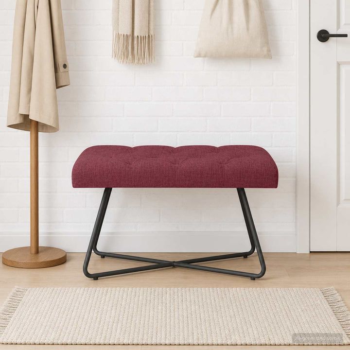 Bænk med knap tufting Vinrød 80 x 40 x 46 cm Stof